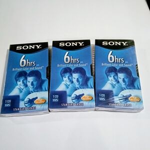 3 NEW SONY PREMIUM GRADE T-120 VHS Video Tapes High Durability 120 Min. 6 Hours